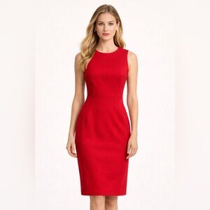 Calvin Klein Red Sheath Dress | Quiet Luxury Workwear Classic 4